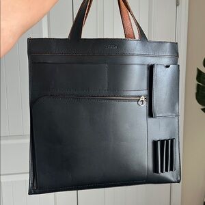 Kate Spade Saturday Inside Out Leather Tote Bag Black Career Business Profession